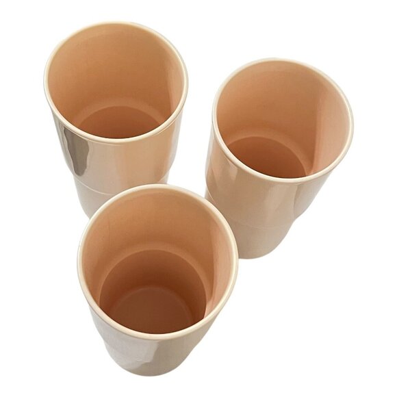 Tupperware 18oz Cups Tumblers Blush/Light Pink # 24138 Stackable J Set 3 Vintage - Picture 2 of 5